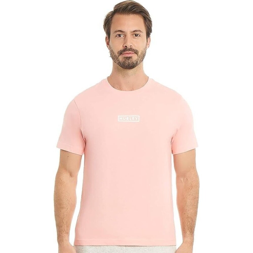 Hurley Men's Boxed Logo Jersey Graphic Tee Shirt Reflective Coral Sz M NWT